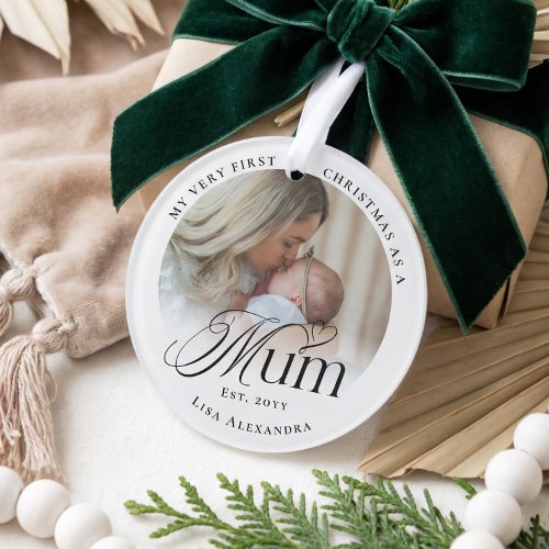 First Christmas As A Mum Personalized Baby Photo Ornament