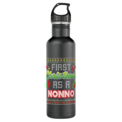 First Christmas As A Nonno Family Matching Ugly Sw Stainless Steel Water Bottle