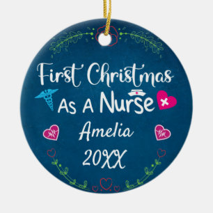 First Christmas as a Nurse 2023, Personalized name Ceramic Ornament