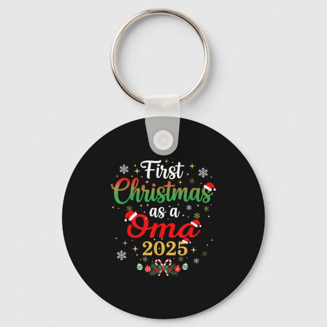 First Christmas As A Oma 2025 New Mommy Xmas  Keychain (Front)