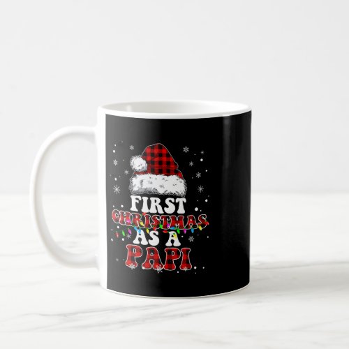 First Christmas As A Papi Santa Hat Red Plaid Buff Coffee Mug