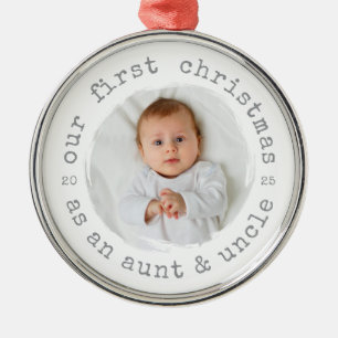 First Christmas as an Aunt & Uncle – Typewriter 25 Metal Ornament
