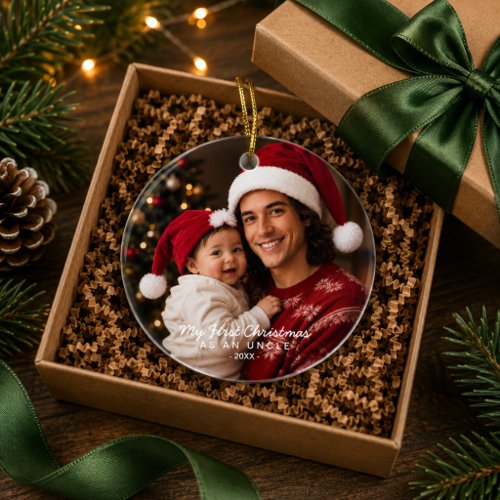 First Christmas as an Uncle Photo Keepsake Ceramic Ornament