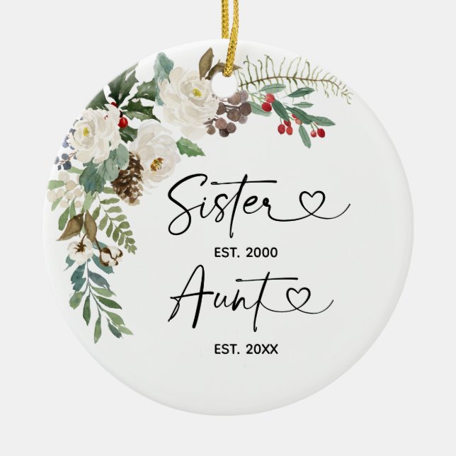 First Christmas As Aunt Ceramic Ornament Gift (Front)