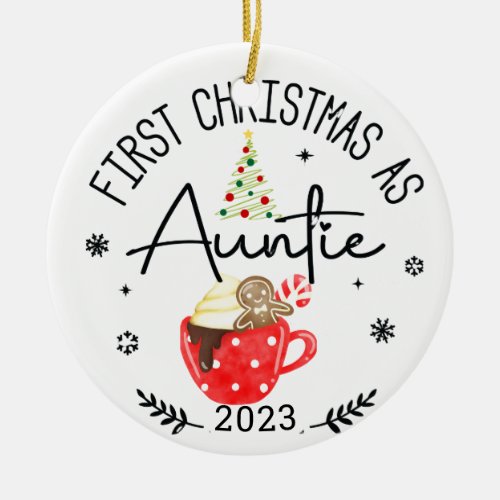 First Christmas As Aunt Photo Ceramic Ornament
