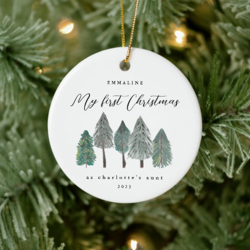 First Christmas as Aunt Rustic Trees Ceramic Ornament