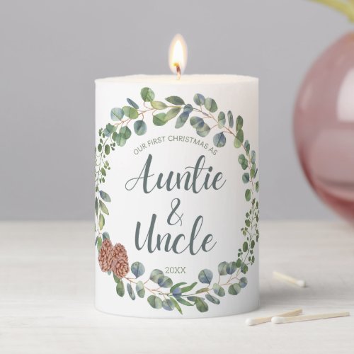 First Christmas as Auntie and Uncle Ceramic Orname Pillar Candle