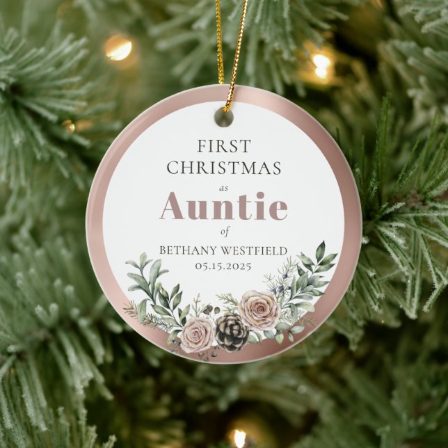 First Christmas as Auntie Photo Keepsake Ceramic Ornament (Tree)
