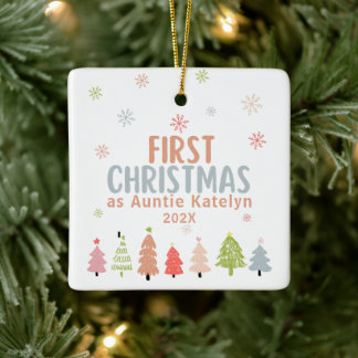 First Christmas as Auntie, Photo, Personalized Ceramic Ornament