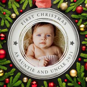 First Christmas as Auntie & Uncle Photo Metal Ornament