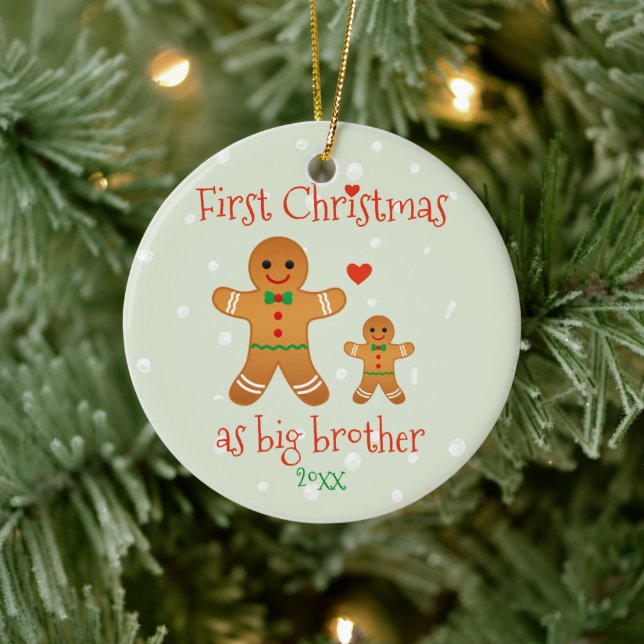 First Christmas as Big Brother - Gingerbread Men Ceramic Ornament (Tree)