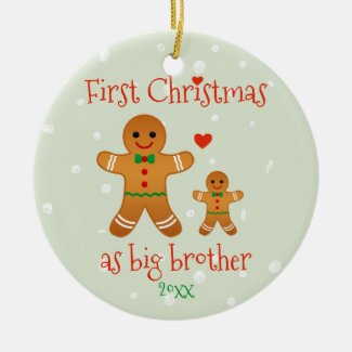 First Christmas as Big Brother - Gingerbread Men Ceramic Ornament