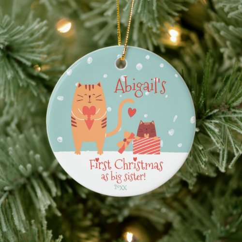 First Christmas as Big Sister _  Cute Cats Ceramic Ornament