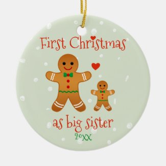 First Christmas as Big Sister - Gingerbread Men Ceramic Ornament