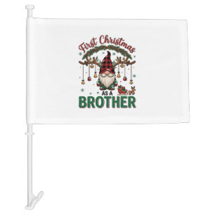 First Christmas As Brother Gnome Reindeer Sleigh Car Flag