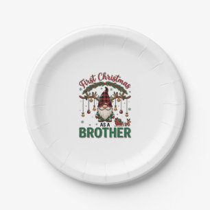 First Christmas As Brother Gnome Reindeer Sleigh Paper Plates