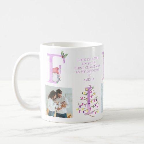 First Christmas as  Cute Holiday Photo Collage Coffee Mug