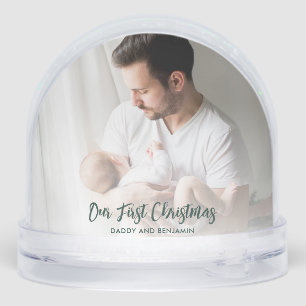 First Christmas as Dad and Baby Photos Custom Snow Globe