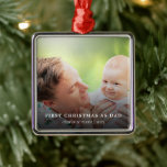 First Christmas As Dad Elegant Photo Holiday Metal Ornament<br><div class="desc">A personalized photo ornament will be the perfect way to celebrate his first Christmas as a new dad.   All text can be customized with any wording of your choice. Visit my photo Christmas ornament collection to see all options for family photo ornaments.</div>
