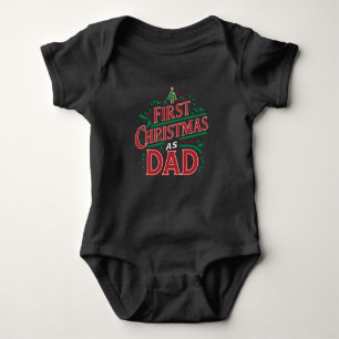 First Christmas As Dad Matching Christmas  Baby Bodysuit