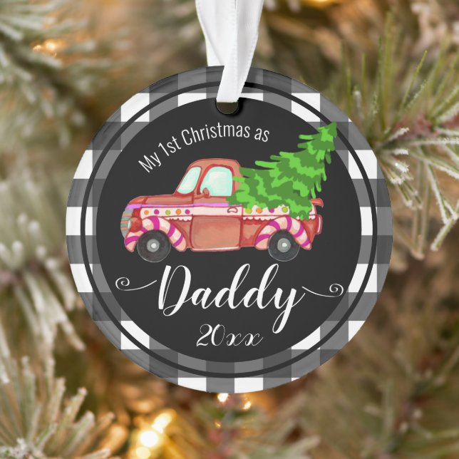 First Christmas as Daddy Red Truck Ornament (Tree)