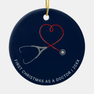 First Christmas As Doctor Frontline Worker Custom Ceramic Ornament