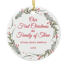 First Christmas as Family Custom Photo Keepsake