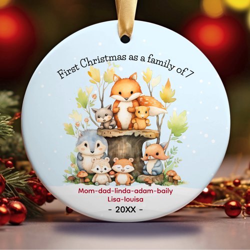 First Christmas as family of 7 cute fox Ceramic Ornament