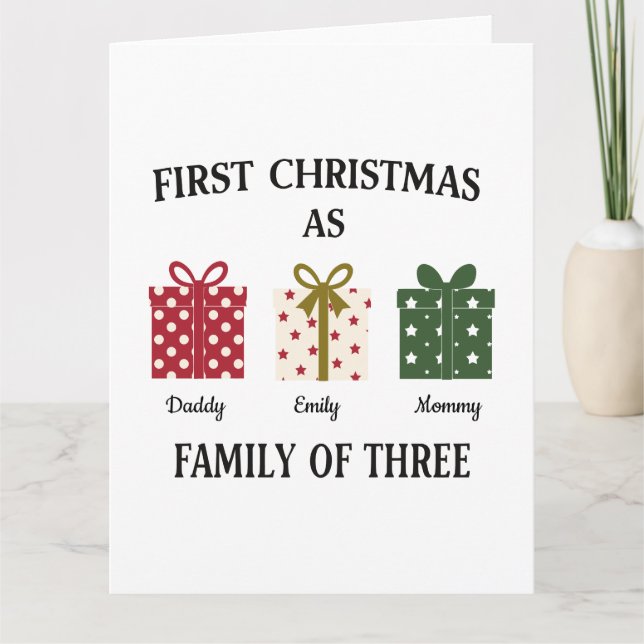 First Christmas as Family of Three Gift Card (Front)