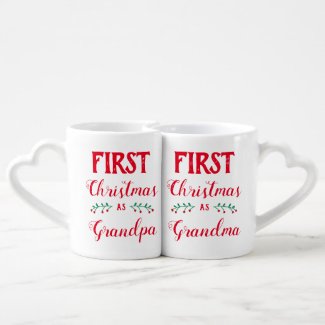 First Christmas as Grandma and Grandpa red white