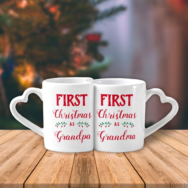 First Christmas as Grandma and Grandpa red white Coffee Mug Set (Creator Uploaded)