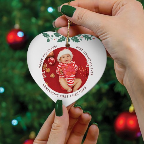 First Christmas as Grandma Baby Photos Ceramic Ornament