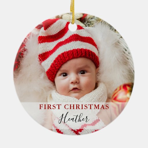 First Christmas as Grandma & Grandpa Custom Photo Ceramic Ornament | Zazzle