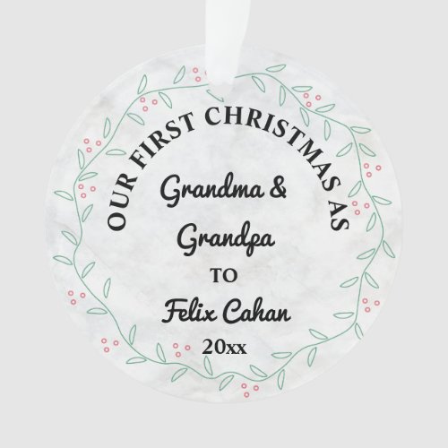 First Christmas as Grandma  Grandpa Custom Photo  Ornament