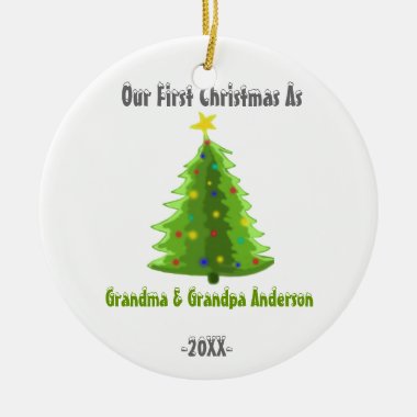 First Christmas As Grandma Grandpa Xmas Ornament