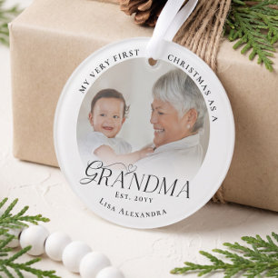First Christmas As Grandma Personalized Baby Photo Ornament