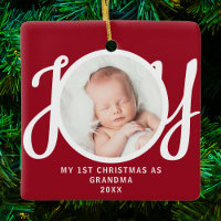 First Christmas As Grandma Photo Keepsake Red 