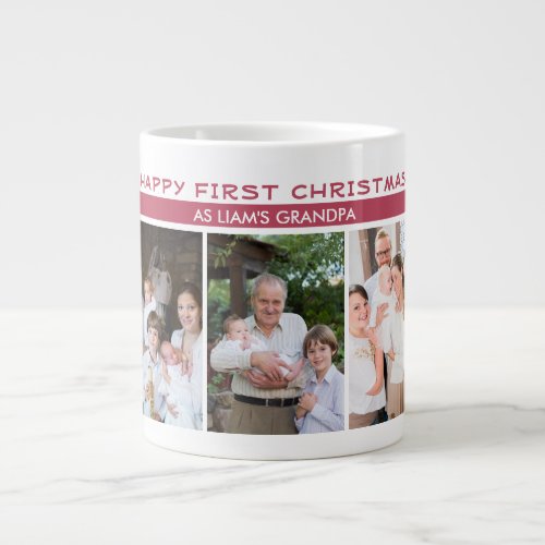 First Christmas as Grandpa 5 Photo Collage Giant Coffee Mug