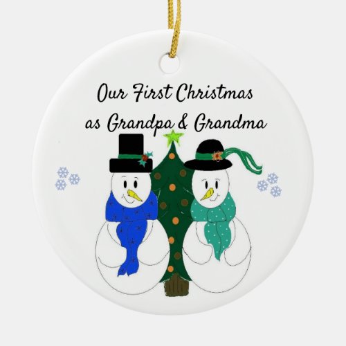 First Christmas as Grandpa and Grandma Ceramic Ornament