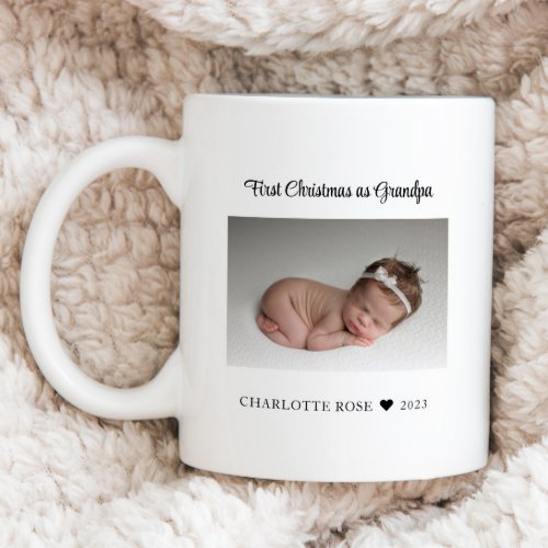 First Christmas as Grandpa New Baby Photo Coffee Mug
