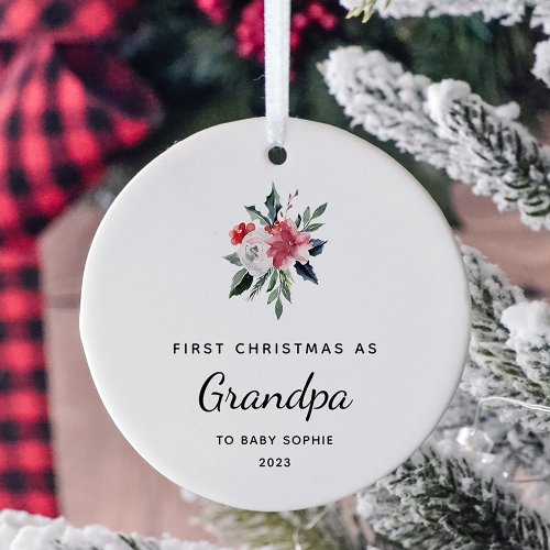 First Christmas as Grandpa  Simple and Elegant Ceramic Ornament