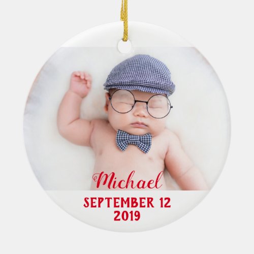 First Christmas as Grandpa white with babys photo Ceramic Ornament