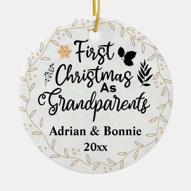 First Christmas As Grandparents 2023 Custom Photo Ceramic Ornament (Front)