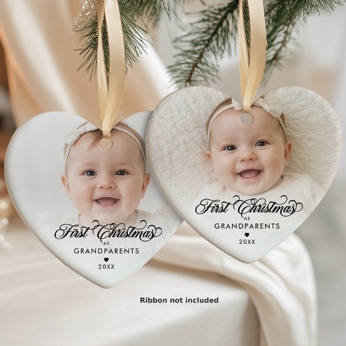 First Christmas As Grandparents 2 Baby Photos Ceramic Ornament