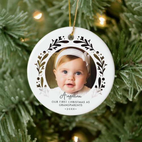 First Christmas As Grandparents Baby 2_Photo Ceramic Ornament