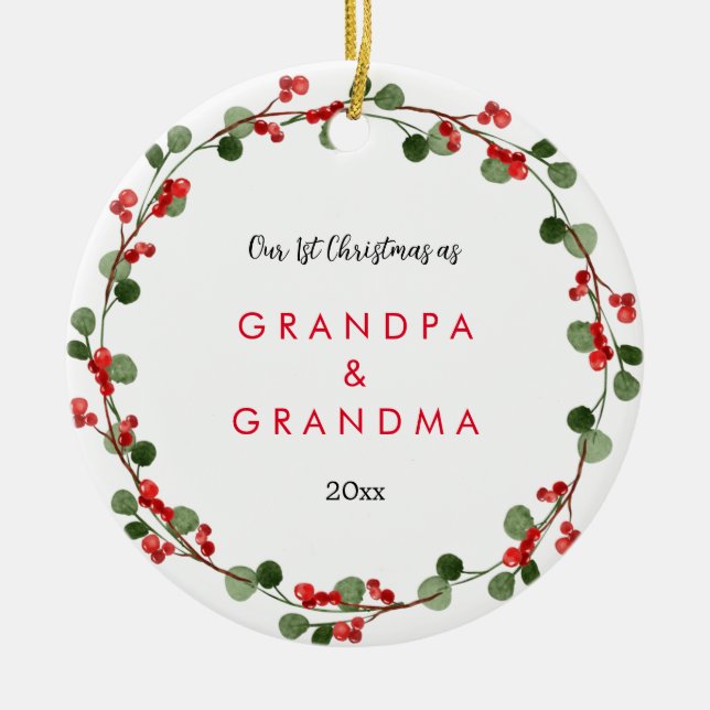First Christmas As Grandparents | Baby Photo Ceramic Ornament (Front)