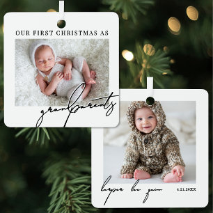 First Christmas As Grandparents Baby Photo Metal Ornament
