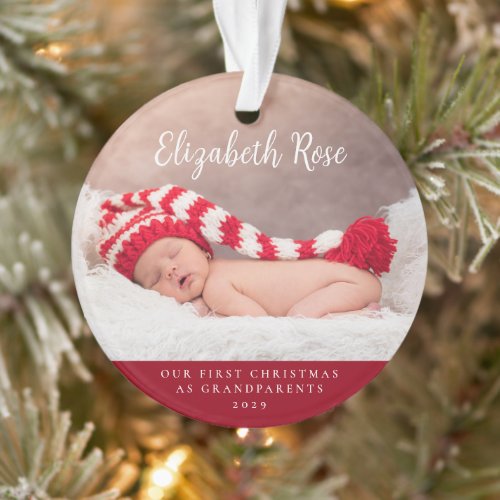 First Christmas As Grandparents Baby Photo  Orname Ornament