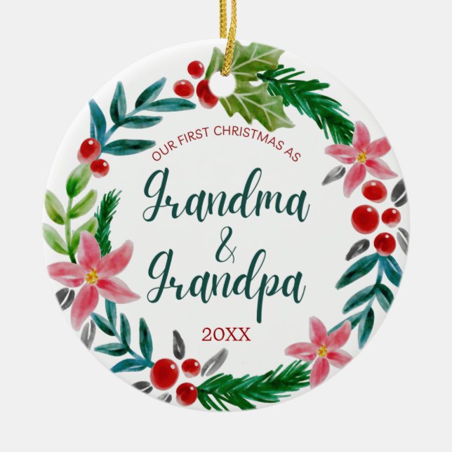First Christmas as Grandparents Ceramic Ornament (Front)