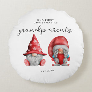 First Christmas as Grandparents Christmas family Round Pillow